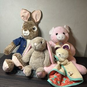Nursery Plush Lot Bundle Bunny Pig Lovey Stuffed Animals